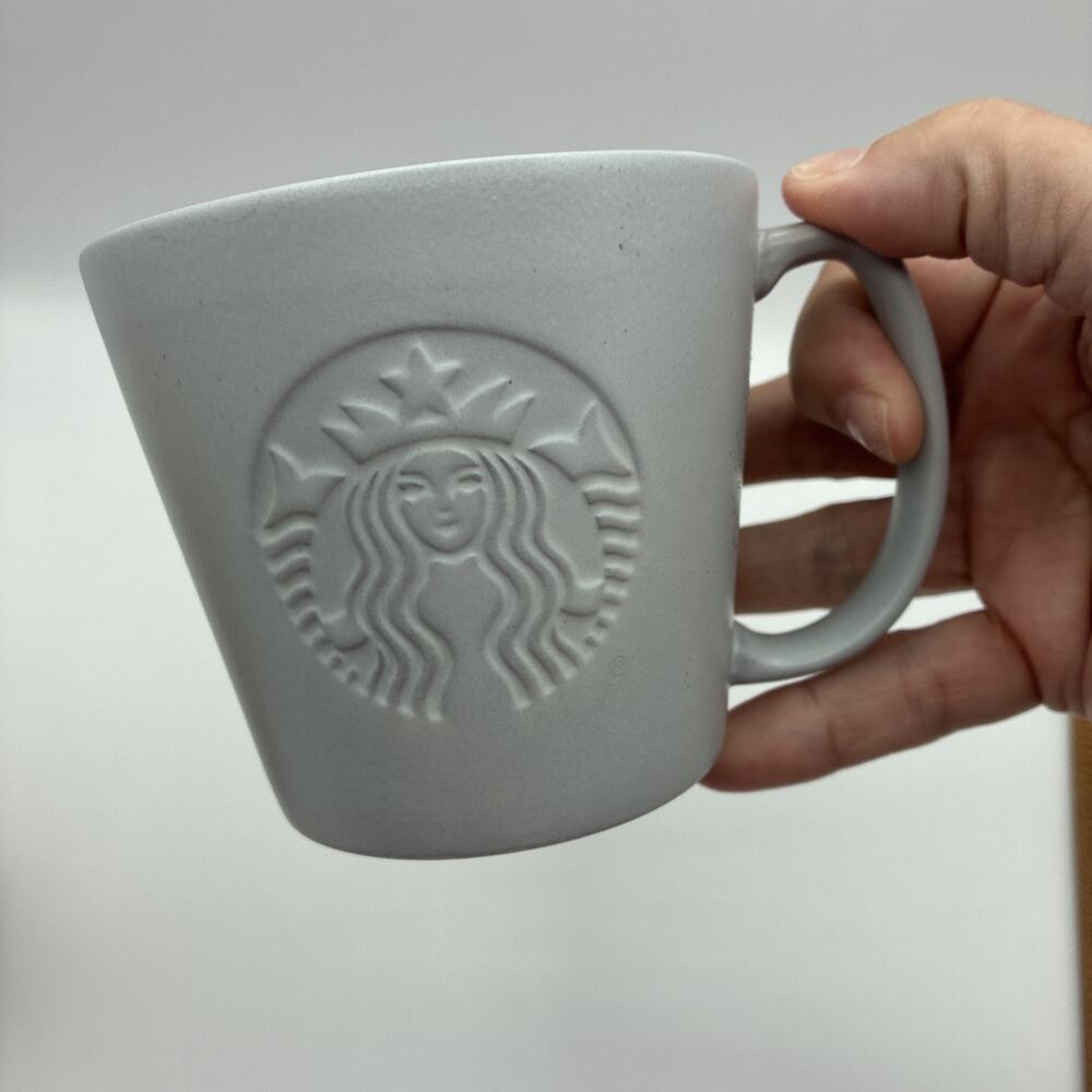 Starbucks 2020 Grey Embossed Siren Mermaid Matte Ceramic Mug Tall 12 fl oz